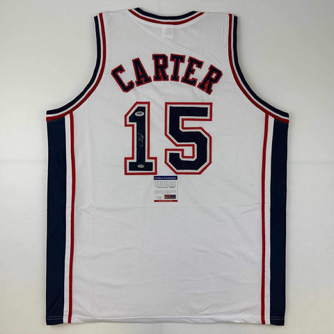Autographed/Signed Vince Carter New Jersey White Basketball Jersey PSA/DNA COA