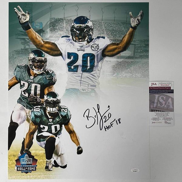 Autographed/Signed Brian Dawkins HOF 18 Philadelphia Eagles 16x20 Photo JSA COA