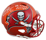 Bucs Mike Alstott "SB XXXVII Champs" Signed Flash F/S Speed Rep Helmet BAS Wit