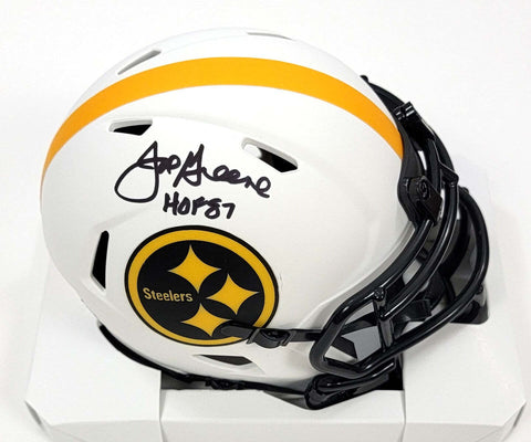Joe Greene Signed Steelers Lunar Eclipse Mini Helmet W/ HOF 87 Beckett Witnessed