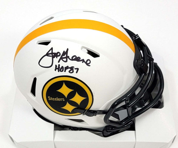 Joe Greene Signed Steelers Lunar Eclipse Mini Helmet W/ HOF 87 Beckett Witnessed