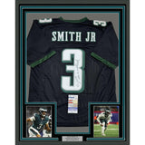 Framed Autographed/Signed Nolan Smith Jr. 35x39 Black Football Jersey JSA COA