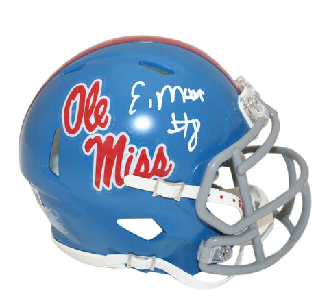 Elijah Moore Autographed Ole Miss Rebels Speed Mini Helmet Beckett 39663