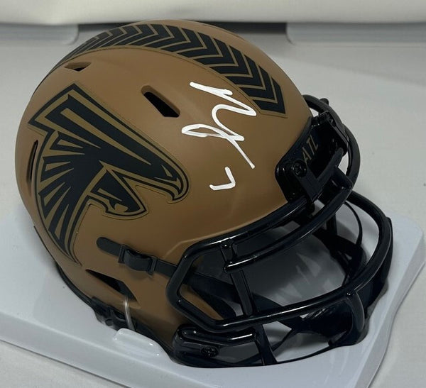 Falcons BIJAN ROBINSON Signed Riddell 2023 SALUTE Speed Mini Helmet AUTO - BAS