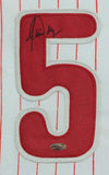 FRAMED PHILADELPHIA PHILLIES JAMIE MOYER AUTOGRAPHED SIGNED JERSEY PLAYBALL COA