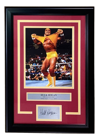 Hulk Hogan Framed 8x10 WWE Hulkamania Photo w/ Laser Engraved Signature