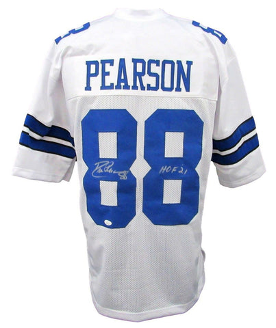 Drew Pearson HOF Autographed/Inscribed HOF 21 Cowboys Custom Football Jersey JSA