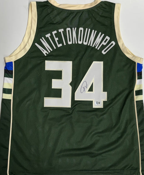 Bucks Champ GIANNIS ANTETOKOUNMPO Signed Milw Custom Replica Green Jersey AUTO