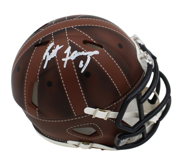 Brett Favre Signed Green Bay Packers Speed Alt Leatherhead Mini Helmet - White