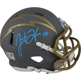 Justin Herbert Autographed Los Angeles Chargers Slate Mini Helmet Fanatics 50034