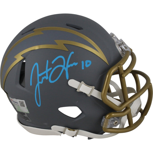 Justin Herbert Autographed Los Angeles Chargers Slate Mini Helmet Fanatics 50034