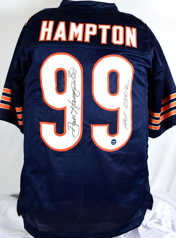 Dan Hampton Autographed Blue Pro Style Jersey w/HOF- Prova *Black