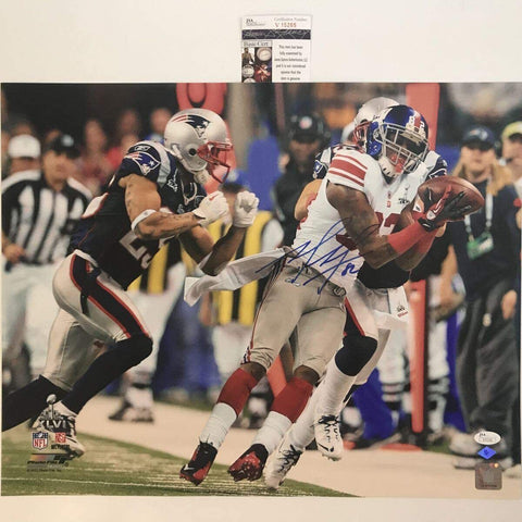 Autographed/Signed Mario Manningham Giants Super Bowl Catch 16x20 Photo JSA COA