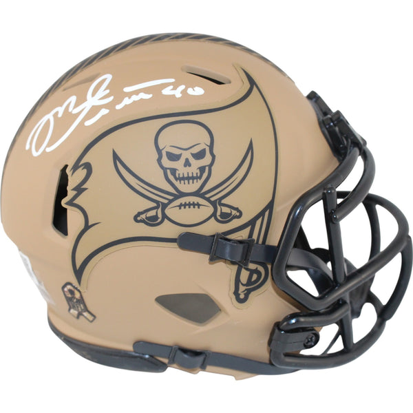 Mike Alstott Autographed Tampa Bay Buccaneers 23 STS Mini Helmet Beckett 50214