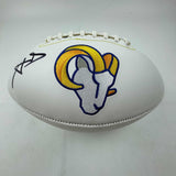 Autographed/Signed Aaron Donald Rams Full Size White Panel Logo BAS COA