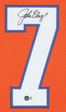 John Elway Signed 35x43 Framed Denver Broncos Jersey (Beckett 2xSuper Bowl Champ