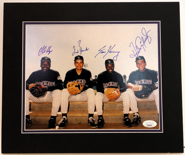 1993 Colorado Rockies 4x Autographed Infielders 8x10 Photo JSA COA