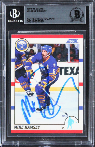 Sabres Mike Ramsey Authentic Signed 1990 Score #23 Card BAS Slabbed