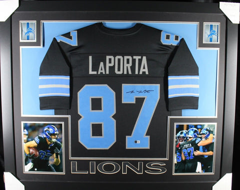 SAM LAPORTA (Lions black SKYLINE) Signed Autographed Framed Jersey Beckett