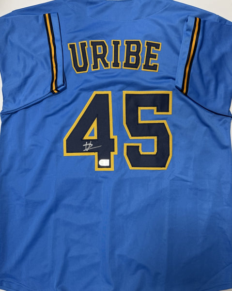 ABNER URIBE Signed Custom Replica Brewers Alternate Jersey AUTO - BAS