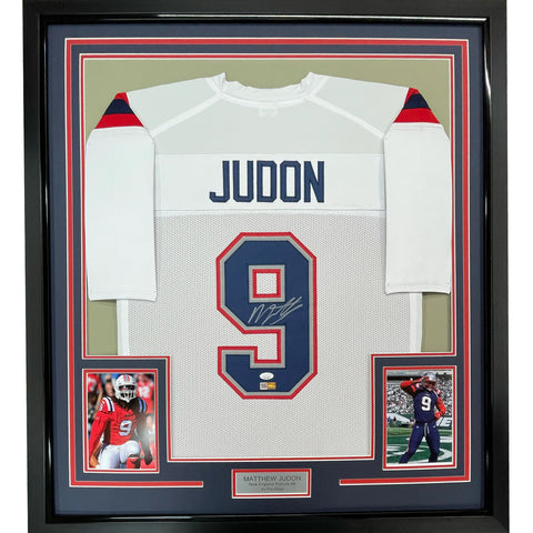 Framed Autographed/Signed Matthew Judon 33x42 New England White Jersey JSA COA