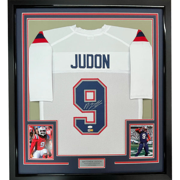 Framed Autographed/Signed Matthew Judon 33x42 New England White Jersey JSA COA