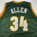 Autographed/Signed Ray Allen Seattle Green Basketball Jersey Beckett BAS COA