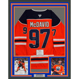 Framed Autographed/Signed Connor McDavid 35x39 Oilers Orange Jersey Fanatics COA
