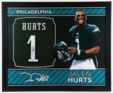 Jalen Hurts Signed Philadelphia Eagles 35x43 Framed Jersey (PSA) Quarterback