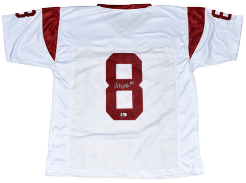 AMON-RA ST BROWN SIGNED AUTOGRAPHED USC TROJANS #8 WHITE JERSEY BECKETT