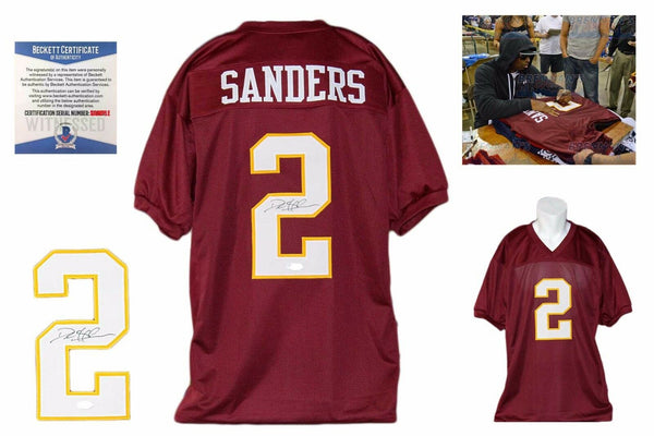 Deion Sanders Autographed SIGNED Jersey - Beckett Authentic w/ Photo - Burgundy