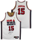 Magic Johnson "92 Gold" Signed White Nike Team USA Jersey BAS Witness #3W387217