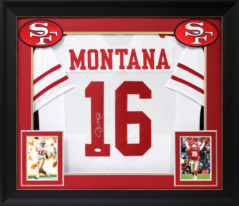 Joe Montana Authentic Signed White Pro Style Framed Jersey Autographed JSA