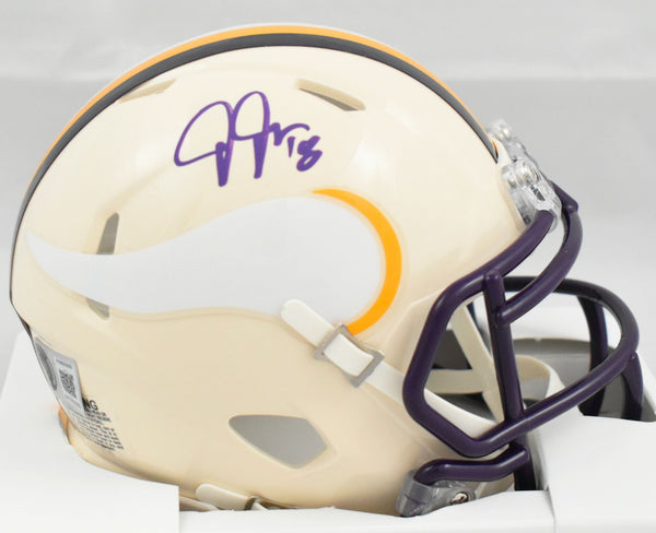 Justin Jefferson Autographed Minnesota Vikings Retro Speed Mini Helmet-Beckett W
