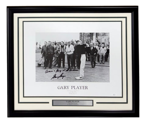 Gary Player Signed Framed 16x20 PGA Golf Photo Arnie & Gary Insc JSA Hologram