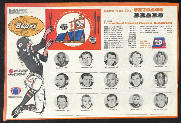 1970 Chicago Bears 15x10 Photo Paper Placemat Dick Butkus/Gayle Sayres 208968