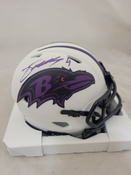 ZAY FLOWERS SIGNED BALTIMORE RAVENS LUNAR ECLIPSE SPEED MINI HELMET BECKETT
