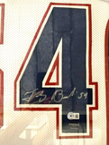 Tedy Bruschi Signed Patriots 35"x43" Framed Jersey (Beckett) 3xSuper Bowl Champs