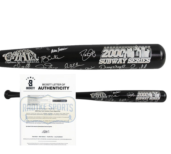 12 New York Yankees Alumni Signed Cooperstown Black MLB Bat - Dave Justice