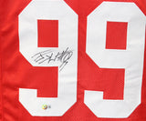 JJ Watt Autographed/Signed College Style Red XL Jersey Beckett 39781