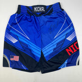 Autographed/Signed Bo Nickal Blue UFC MMA Trunks Shorts Beckett BAS COA