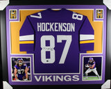 TJ HOCKENSON (Vikings purple SKYLINE) Signed Autographed Framed Jersey Beckett