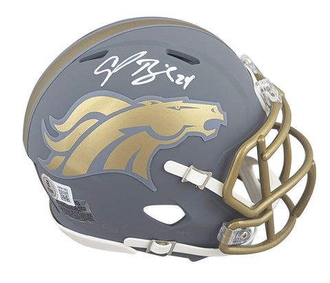 Broncos Champ Bailey Authentic Signed Slate Speed Mini Helmet BAS Witnessed
