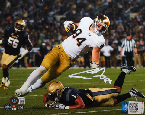 Cole Kmet Autographed ND Catch Vs Navy 8x10 HM Photo- Beckett Witnessed *White