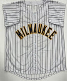 TOBIAS MYERS Brewers Pitcher Signed Custom Replica Pinstripe Jersey AUTO - JSA