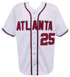 Andruw Jones (BRAVES) Signed White Custom Baseball Jersey -(SCHWARTZ SPORTS COA)