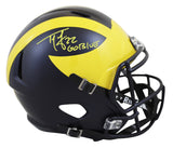 Michigan Ty Law "Go Blue!" Signed Riddell Full Size Speed Rep Helmet BAS Wit