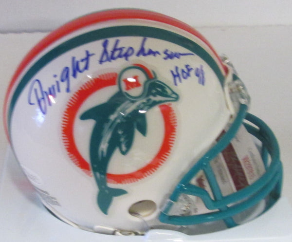 Miami Dolphins DWIGHT STEPHENSON Signed Mini Helmet AUTO w/ HOF '98 - JSA