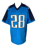 Chris Johnson Tennessee Signed Blue Football Jersey JSA ITP Hologram