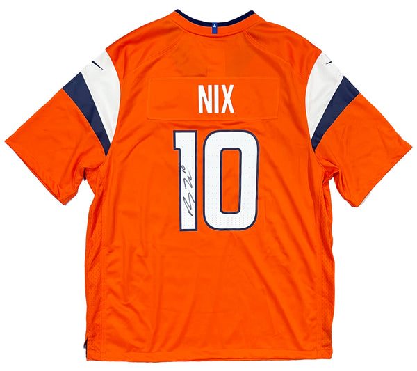 Bo Nix Denver Broncos Signed Orange Nike Game Jersey BAS Beckett
